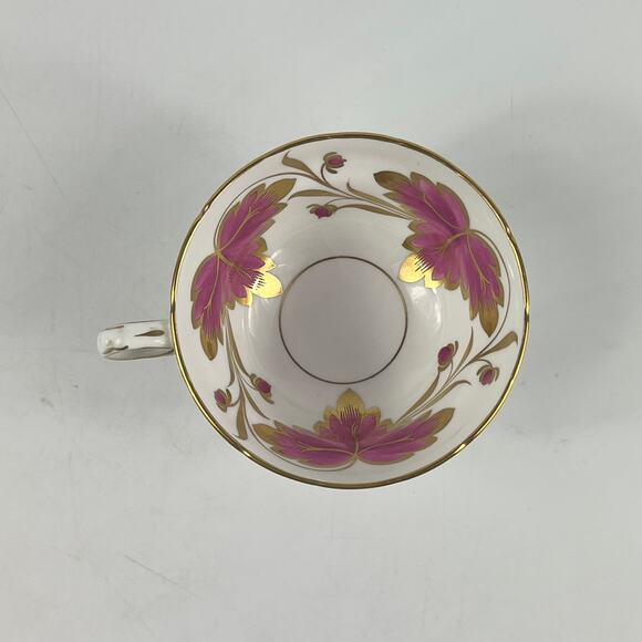 Copelands Grosvenor China England Teacup Saucer Set Purple Floral Gold Trim - Picture 6 of 15